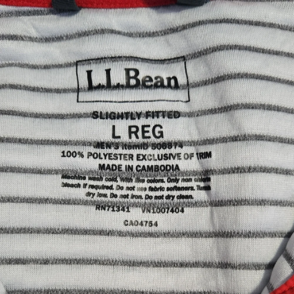 L.L. Bean Striped Gray and Red Shirt - Picture 2 of 3